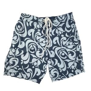Reyn Spooner Swim Trunks 34 Navy Blue Floral Scroll Tribal Board‎ Shorts Surf